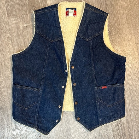 Vintage Big Smith blue jean vest with sherpa lining - Picture 1 of 4